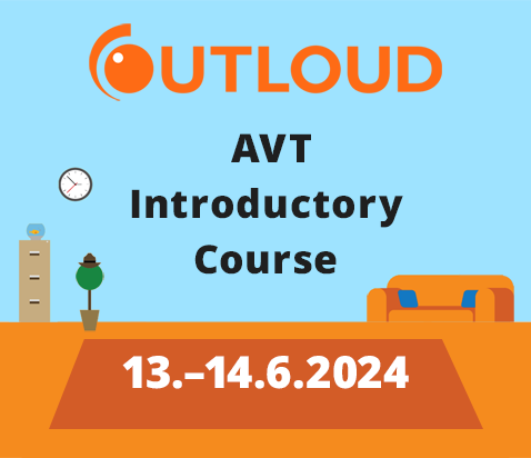 An AVT course announcement illustrated with a sofa, a plant and a clock.