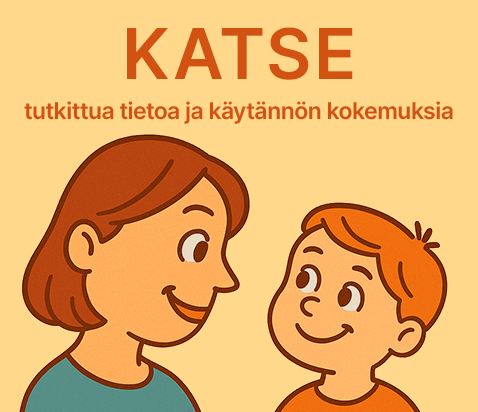 Aikuinen ja lapsi katsovat toisiaan hymyillen.