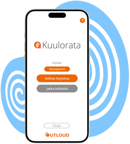 Kuulorata-sovelluksen aloitusnäkymä puhelimessa.